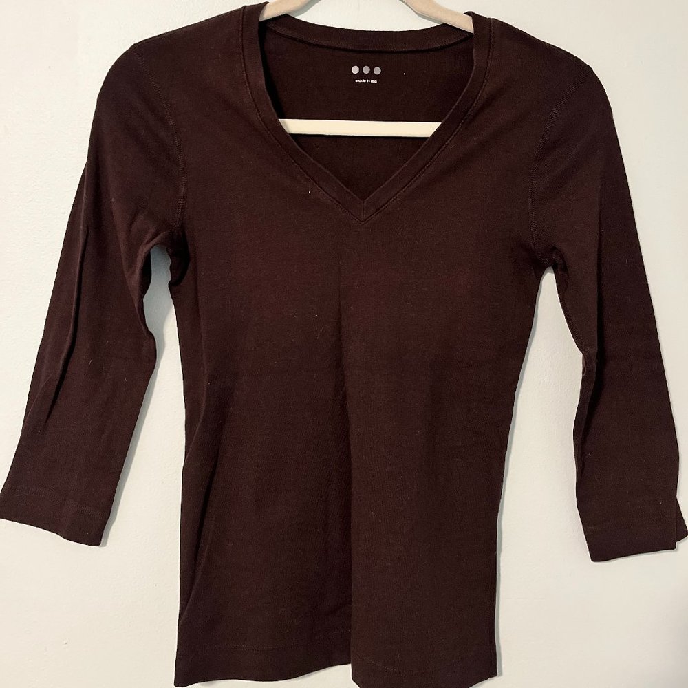 Women's Three Dots 3/4 Long-Sleeve Body Fitted Tee
